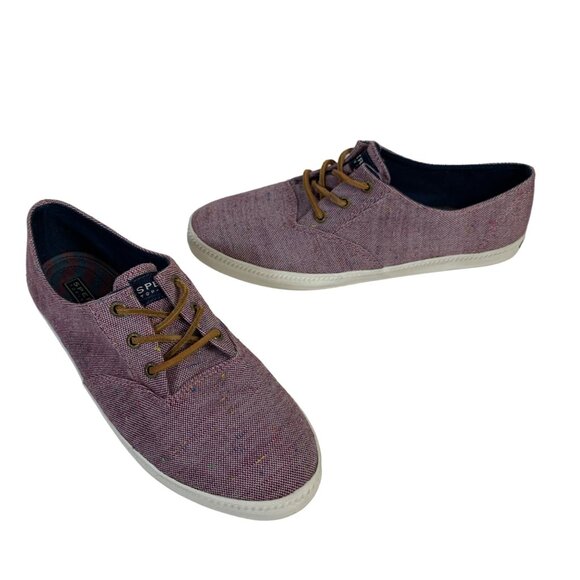 Sperry Top Sider Boat Shoe Sneaker Size 11 Purple Flecked Canvas Rawhide Lace Up - Picture 2 of 15